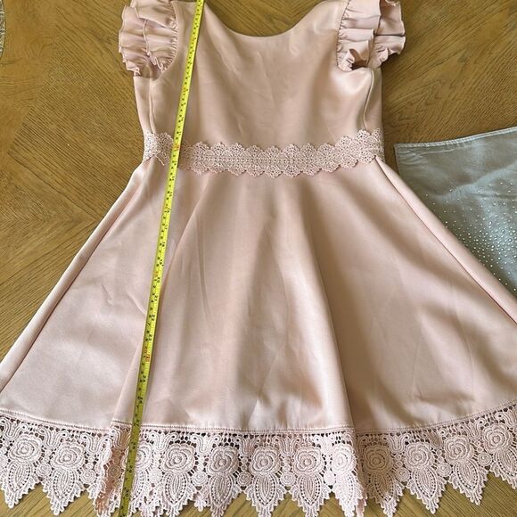 Pink Mauve Lace Trim Tieback Kids Dress Size 10 Easter Spring - Picture 5 of 8